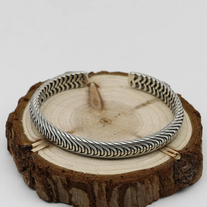 Sterling Silver Hemp Rope Bangle