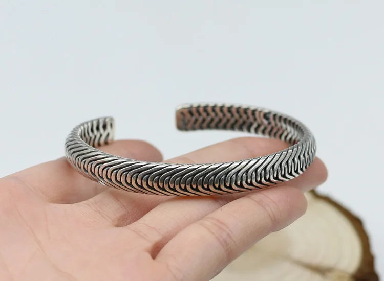 Sterling Silver Hemp Rope Bangle