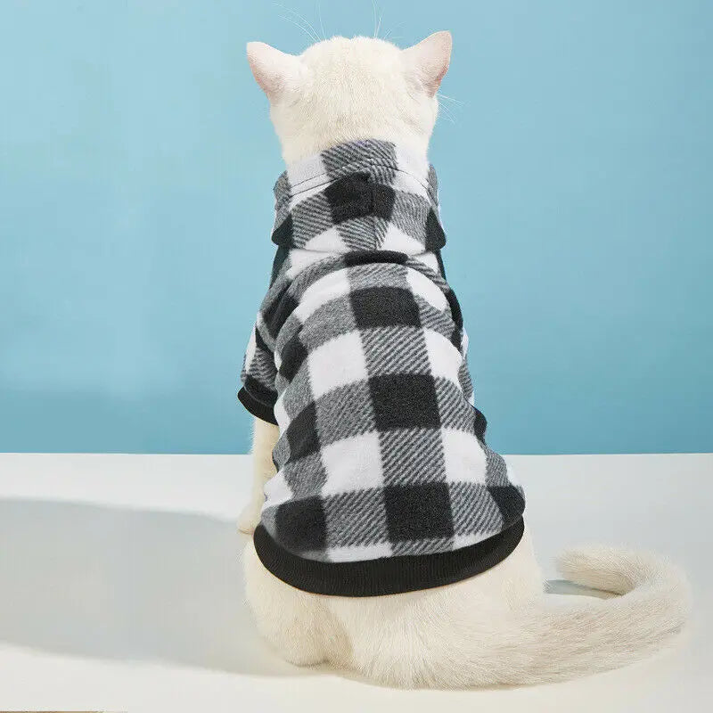 Plaid Winter Pet Hoodie & Sweater - Dog & Cat Clothing