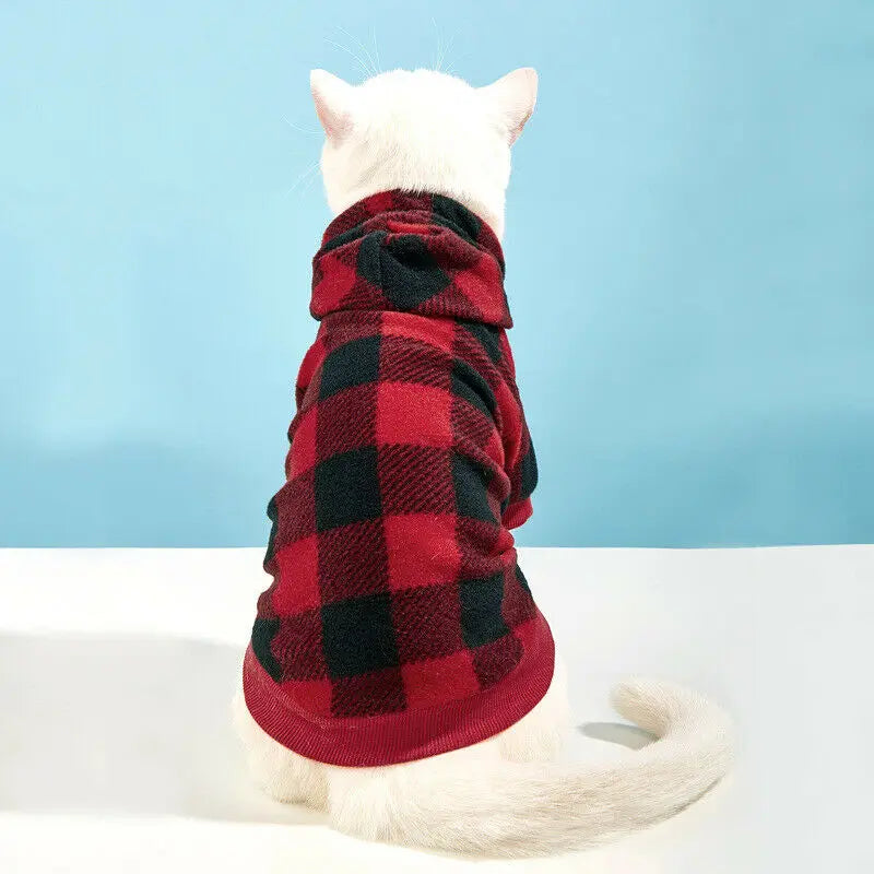 Plaid Winter Pet Hoodie & Sweater - Dog & Cat Clothing