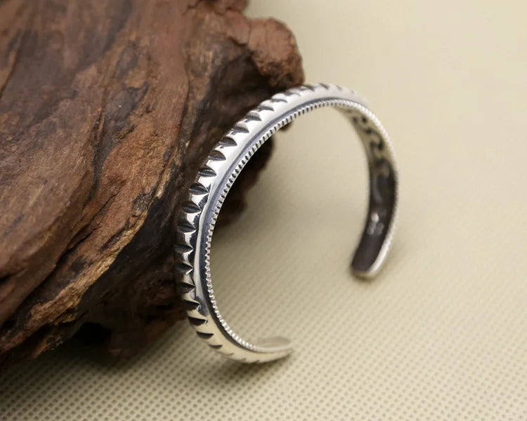 Men's Solid Silver Gear Cuff Bracelet