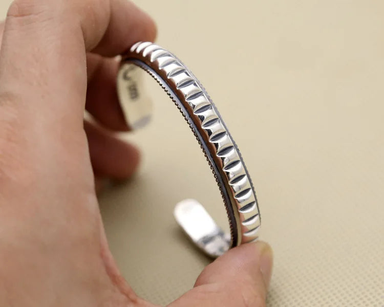 Men's Solid Silver Gear Cuff Bracelet