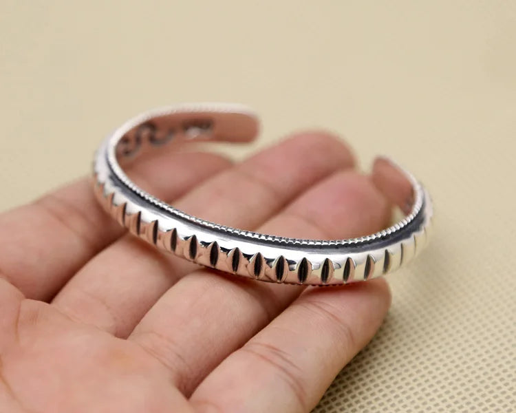 Men's Solid Silver Gear Cuff Bracelet