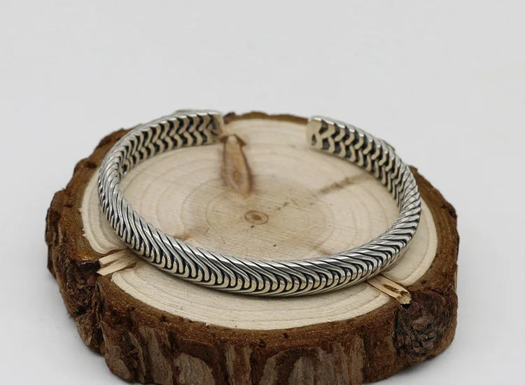 Sterling Silver Hemp Rope Bangle