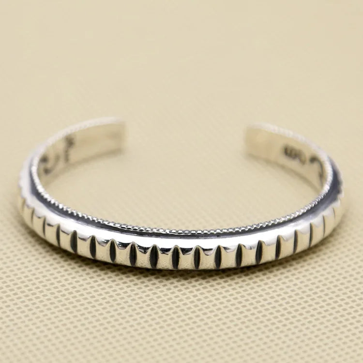 Men's Solid Silver Gear Cuff Bracelet