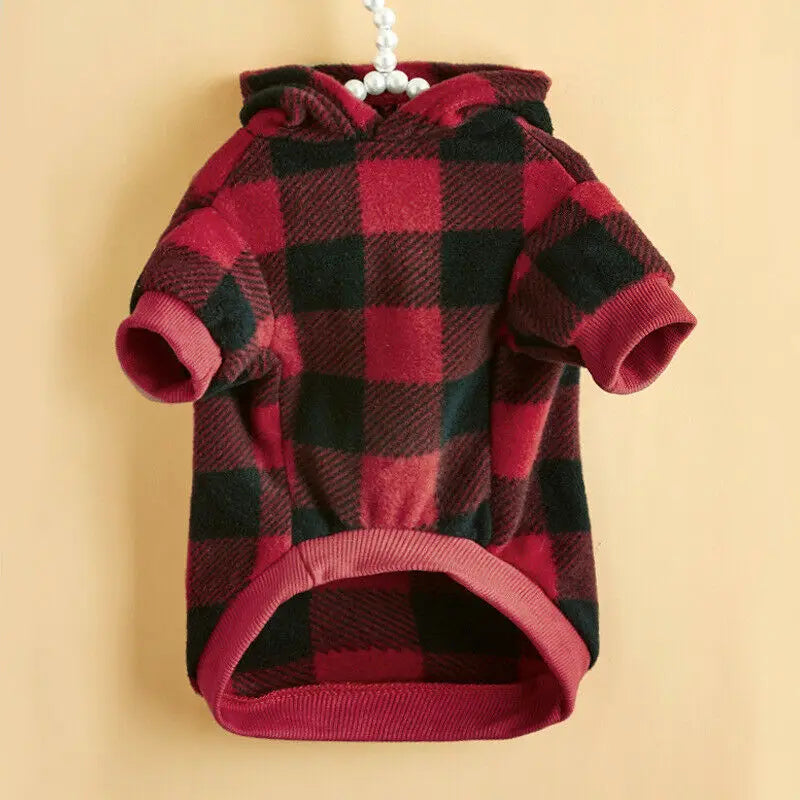 Plaid Winter Pet Hoodie & Sweater - Dog & Cat Clothing