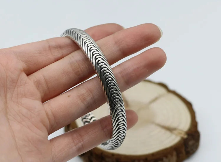 Sterling Silver Hemp Rope Bangle