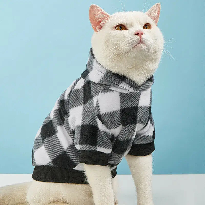 Plaid Winter Pet Hoodie & Sweater - Dog & Cat Clothing