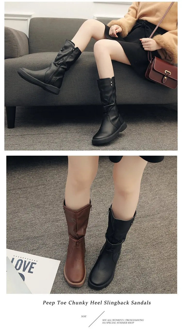 Chic Women’s Thigh High Boots with Zippers