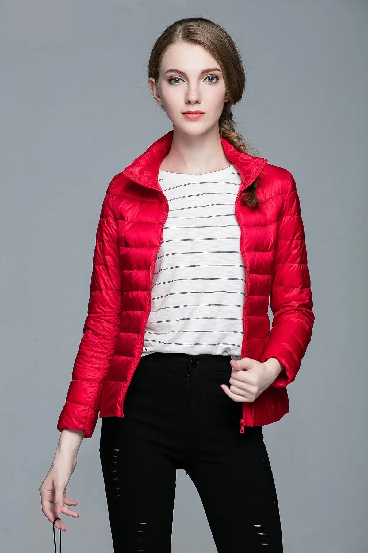 Chic Women’s Windproof Hooded Down Jacket