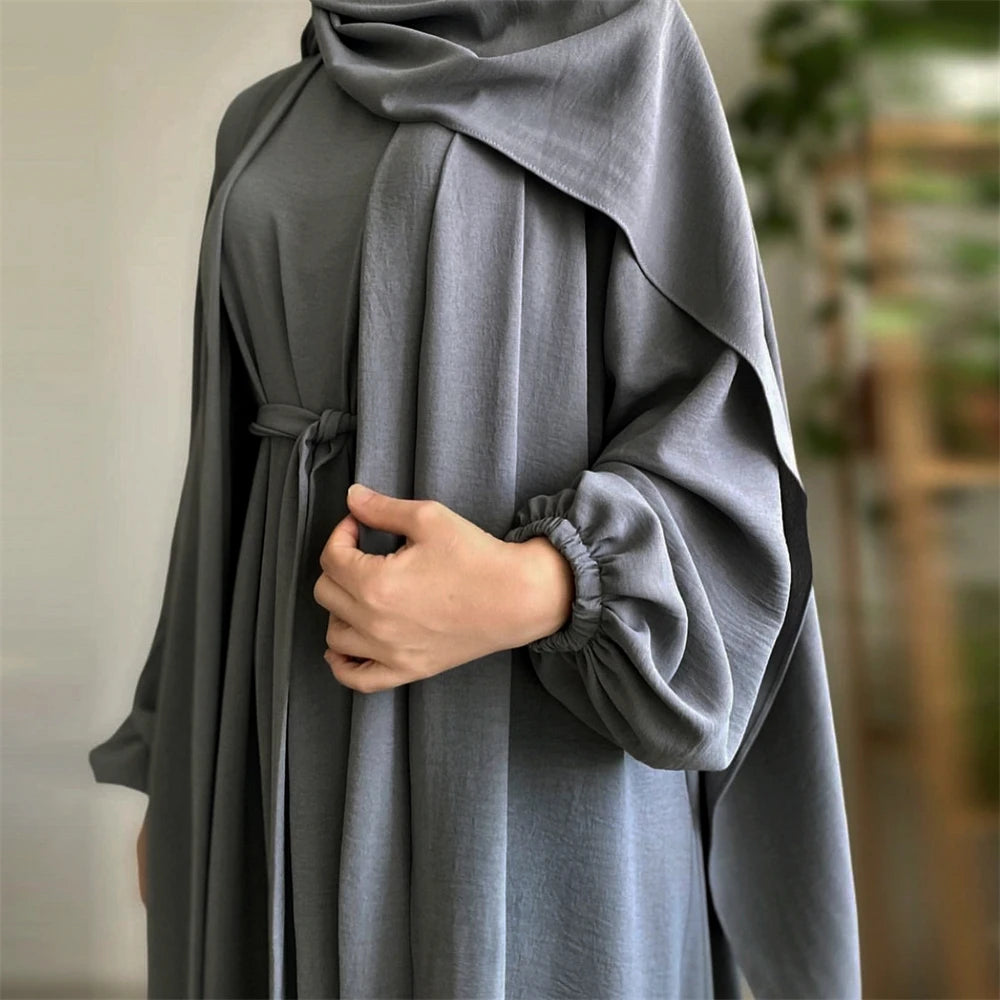 Abaya Kimono Inner Maxi Dress Hijab Sets 2/3 Pieces