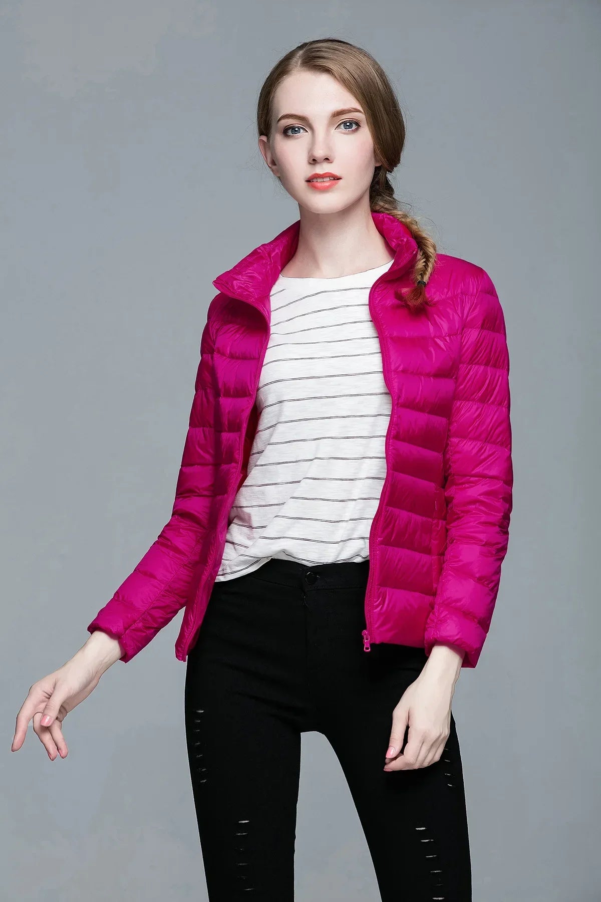 Chic Women’s Windproof Hooded Down Jacket