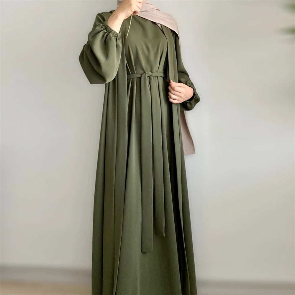 Abaya Kimono Inner Maxi Dress Hijab Sets 2/3 Pieces