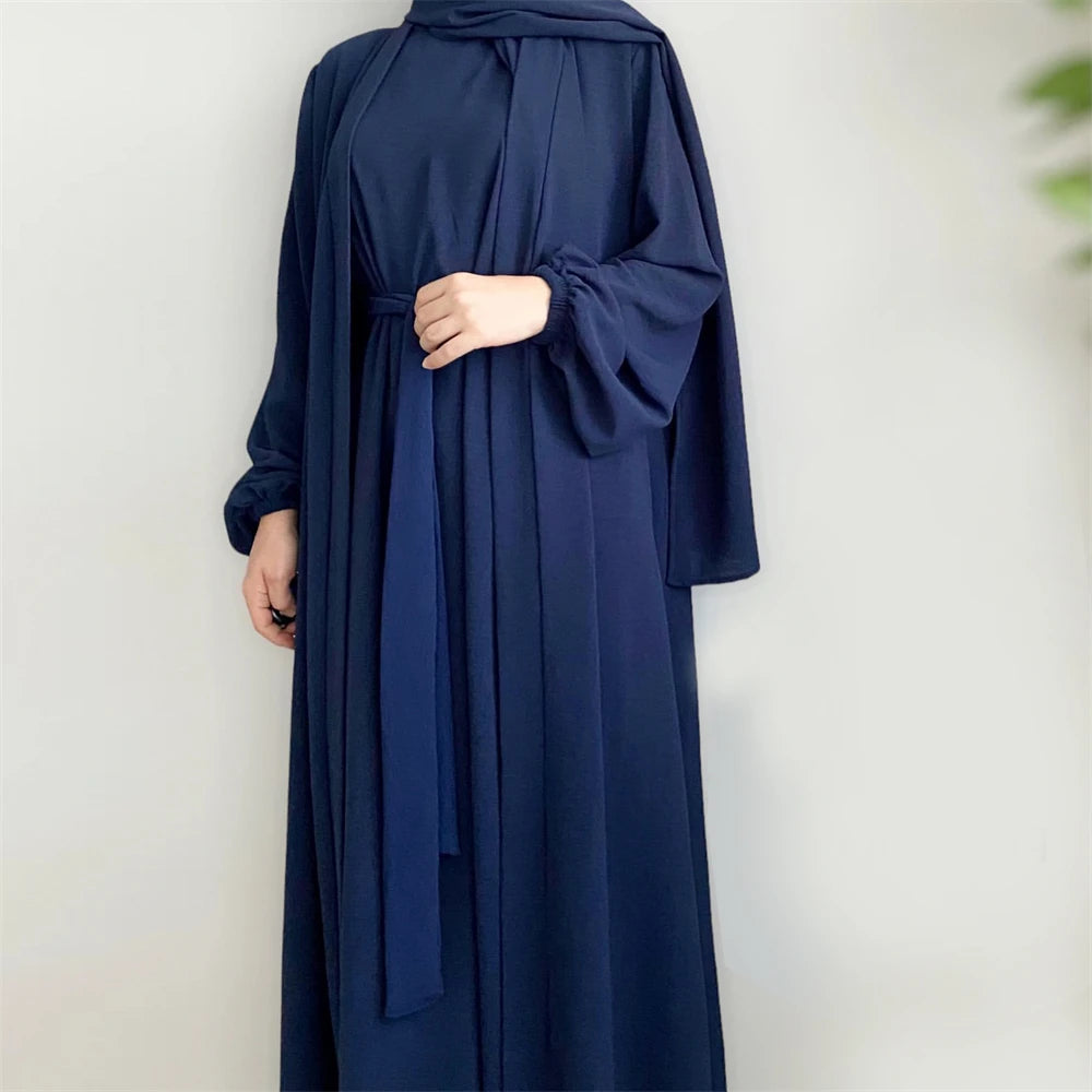 Abaya Kimono Inner Maxi Dress Hijab Sets 2/3 Pieces