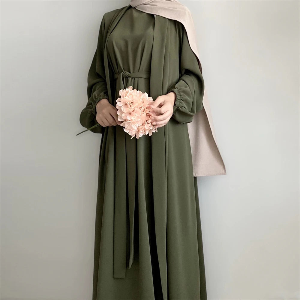 Abaya Kimono Inner Maxi Dress Hijab Sets 2/3 Pieces