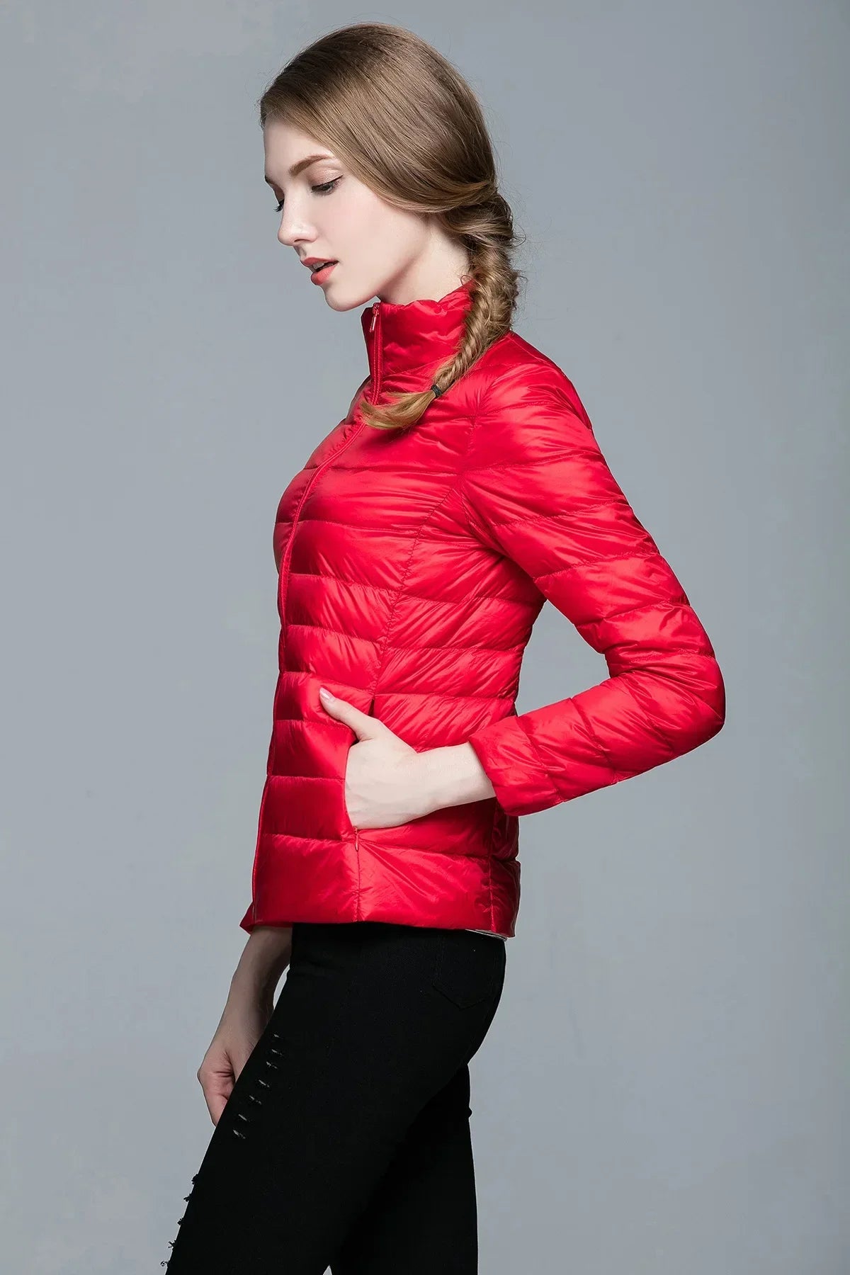 Chic Women’s Windproof Hooded Down Jacket