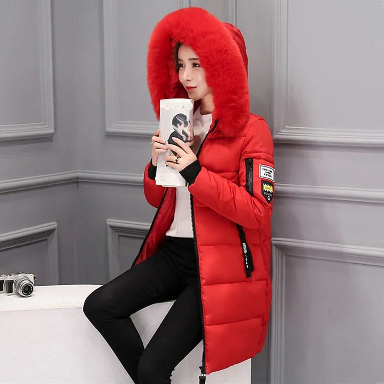 Slim-Fit Hooded Jacket with Feather Detail