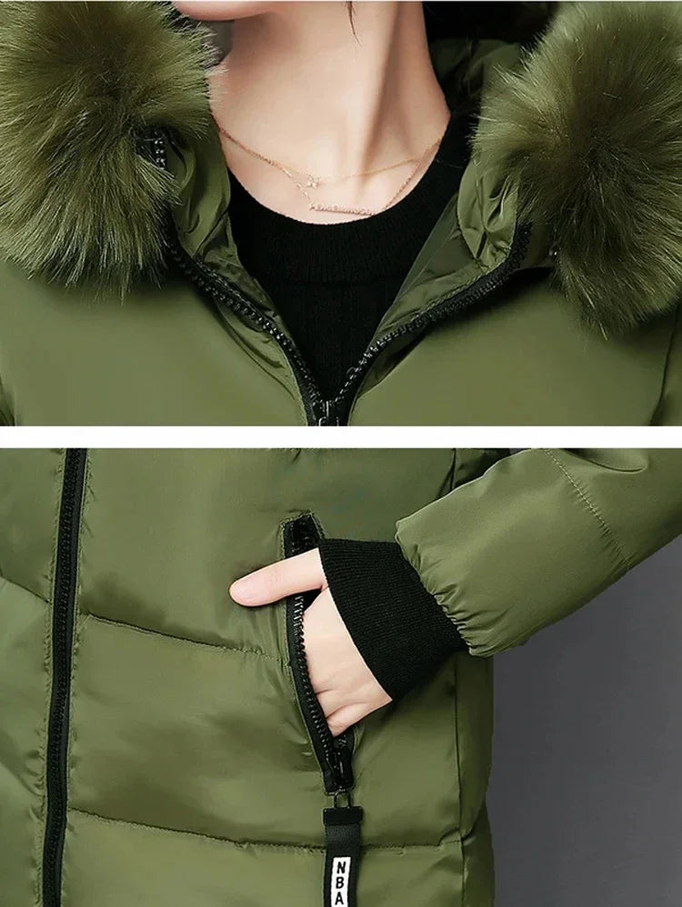 Slim-Fit Hooded Jacket with Feather Detail