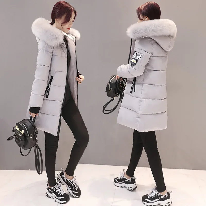 Slim-Fit Hooded Jacket with Feather Detail