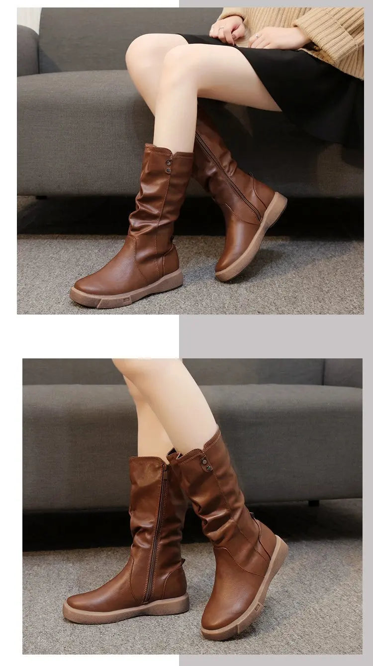 Chic Women’s Thigh High Boots with Zippers