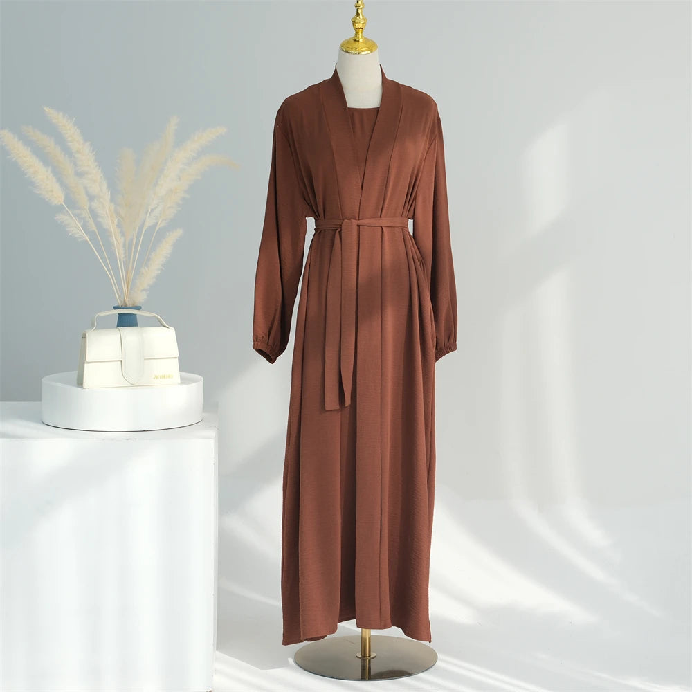 Abaya Kimono Inner Maxi Dress Hijab Sets 2/3 Pieces