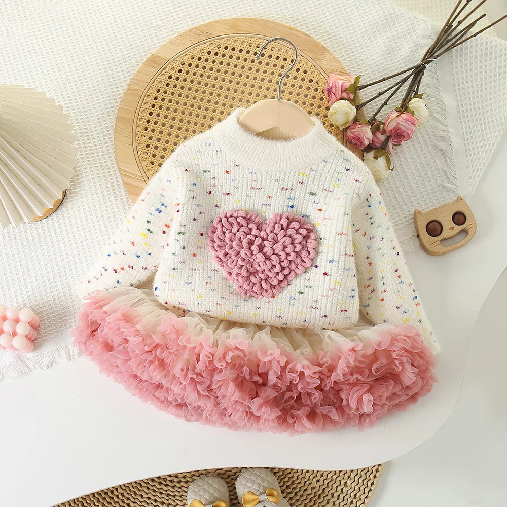 Charming Girls’ Sweater & Tutu Set