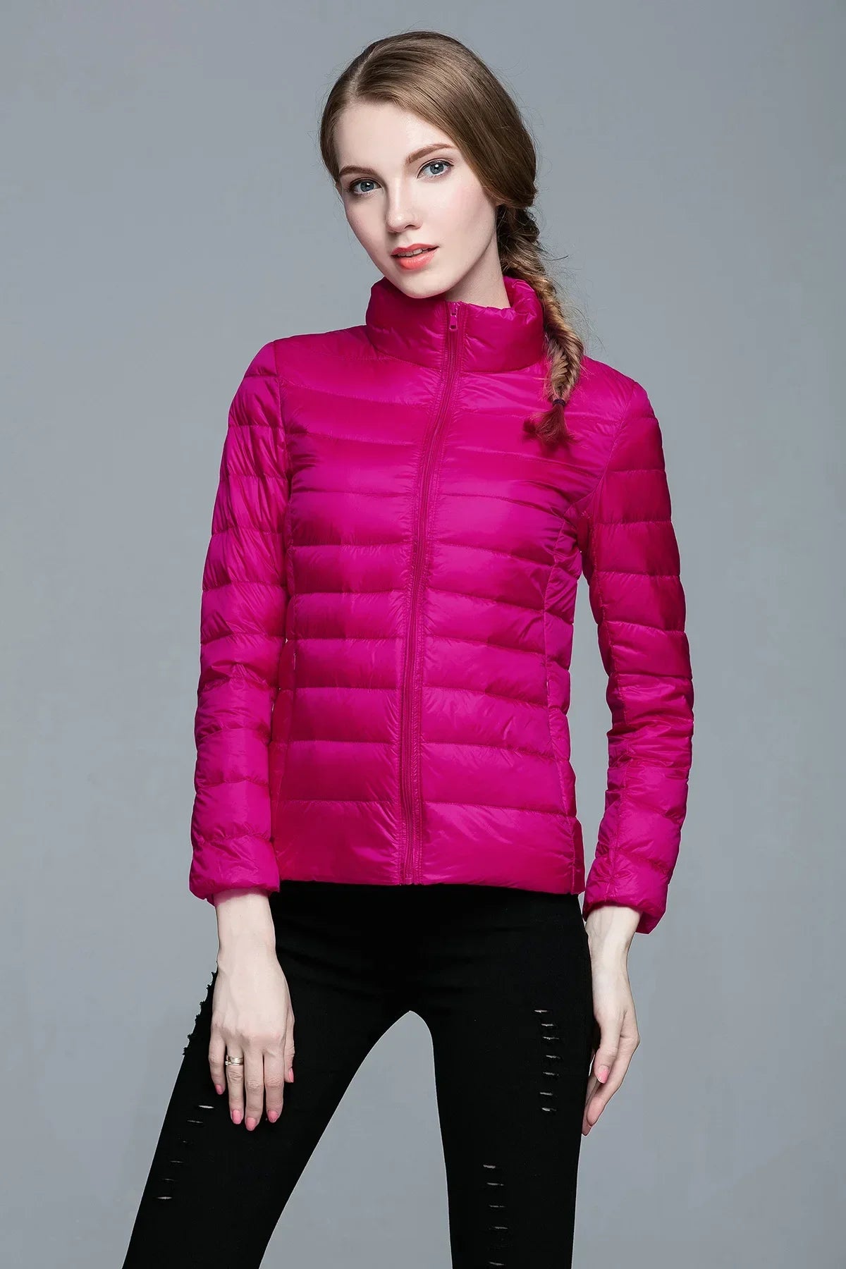 Chic Women’s Windproof Hooded Down Jacket