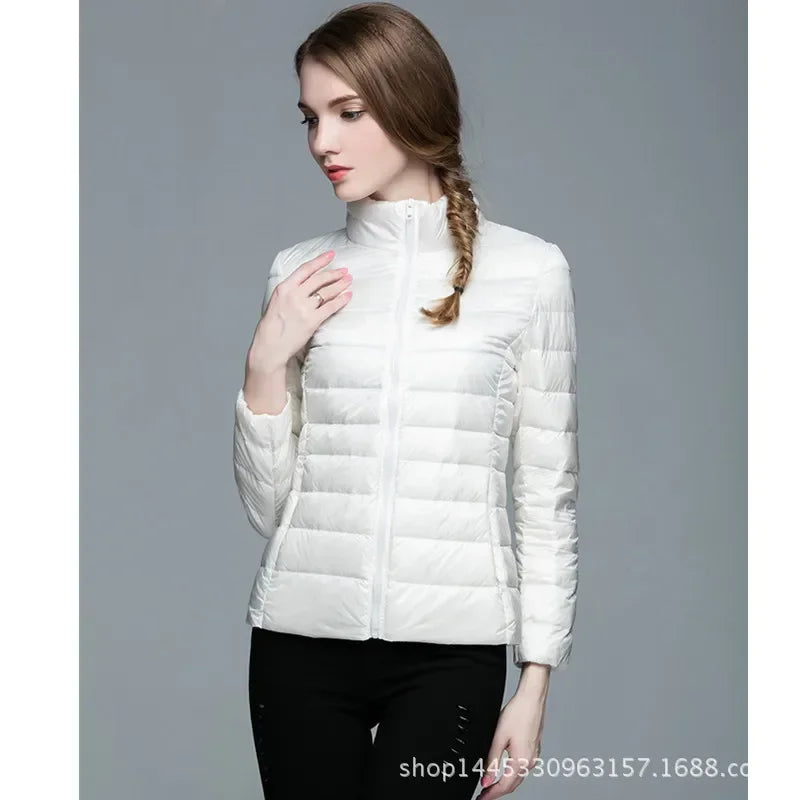 Chic Women’s Windproof Hooded Down Jacket