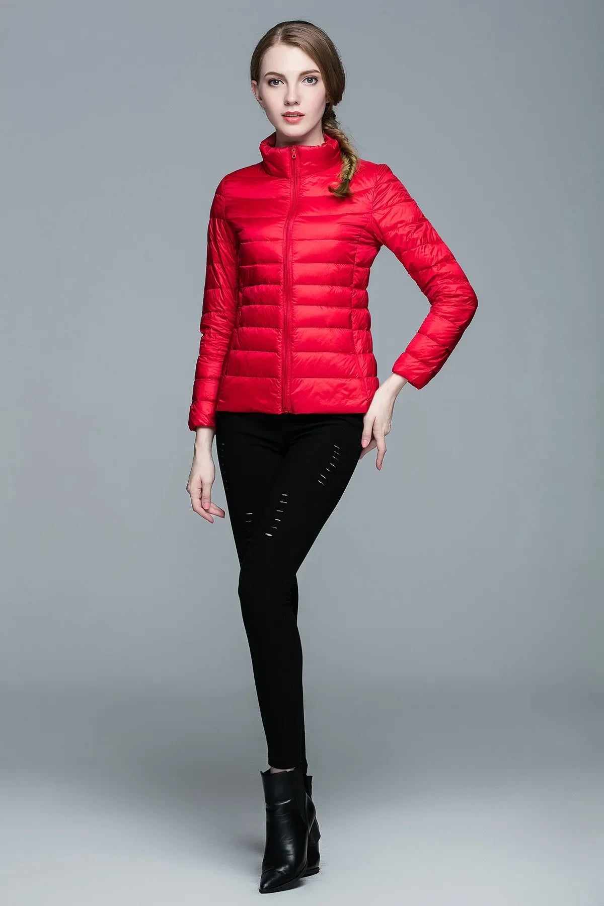 Chic Women’s Windproof Hooded Down Jacket