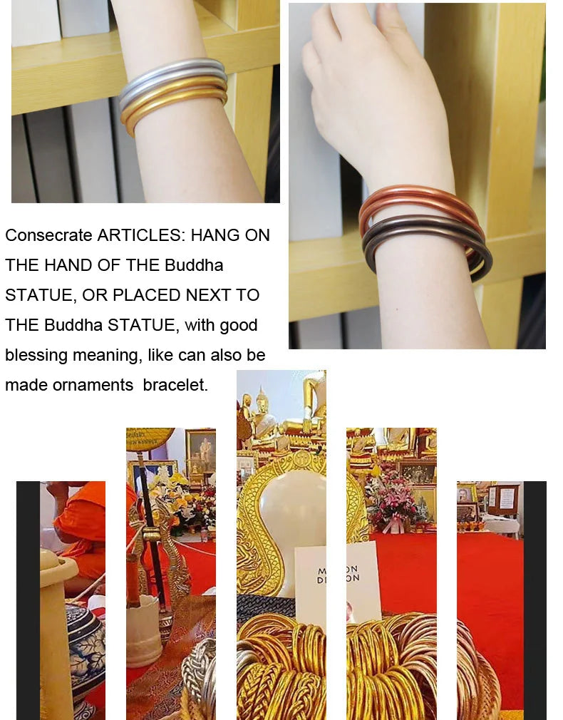 Shiny Gold Color Buddhist Jelly Bracelet Lucky Charm Temple Lucky Symbol Jewelry Gift For Women